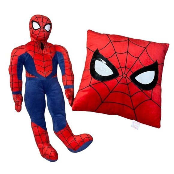Marvel Other - Marvel Spiderman Stuffed Pillow Doll Set Plush Red Blue 2 Pieces